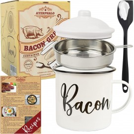 Bacon Grease Container with Strainer -With Food-Grade Silicone Spatula