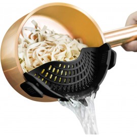 Clip On Strainer Silicone for All Pots and Pans, Pasta Strainer Clip